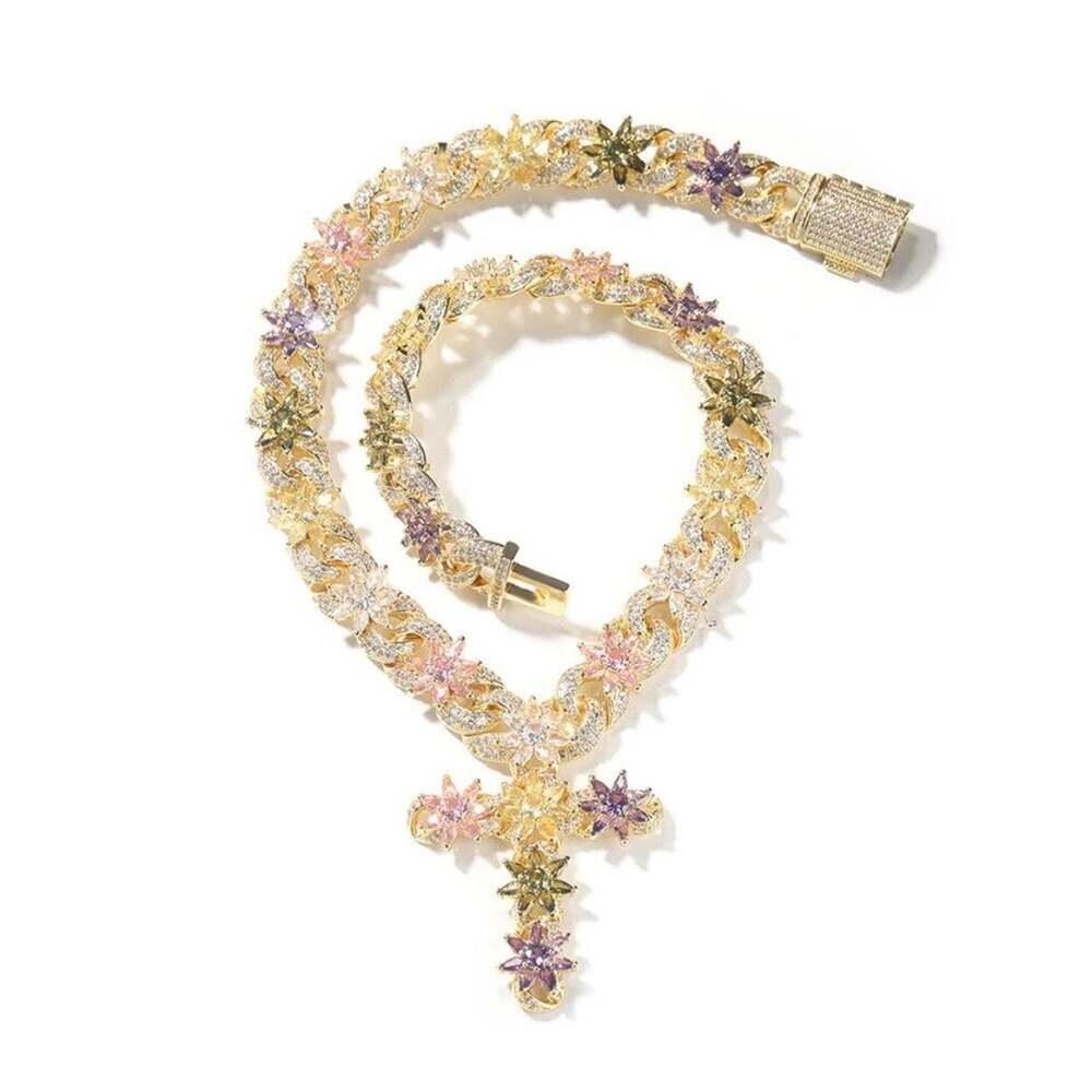 Multi Coloured Cross Necklace 18 Inch Fd 14